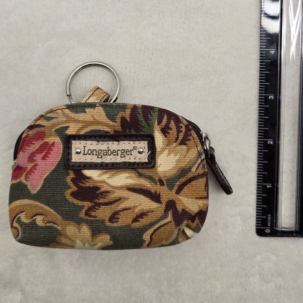 Longaberger Floral Tapestry Coin Purse Keychain Wallet Boho Cottagecore Small - Picture 3 of 6